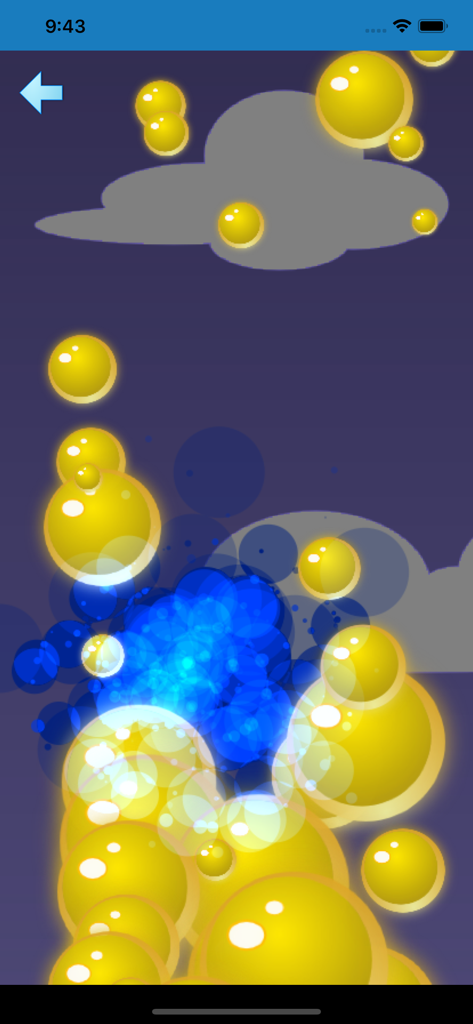 Popping Bubbles Game - Gameplay screenshot of golden bubbles floating on a dark background
