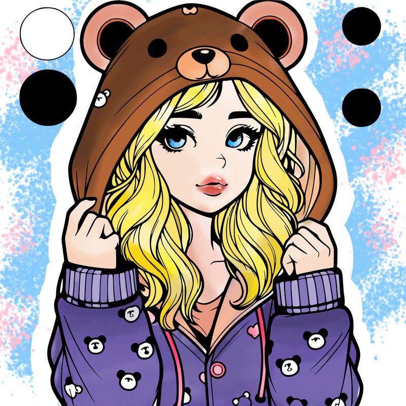 realistic girl in a animal pjs hoodie