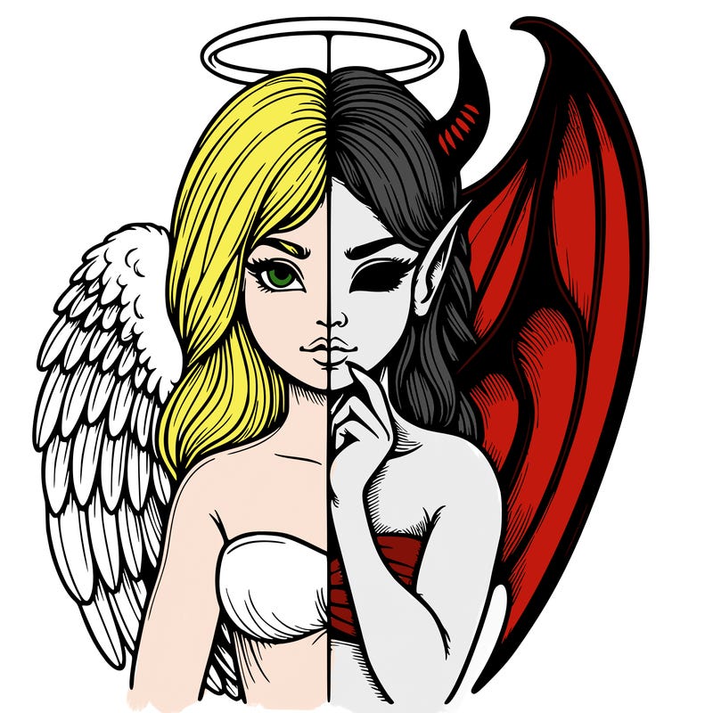 realistic angel half demon