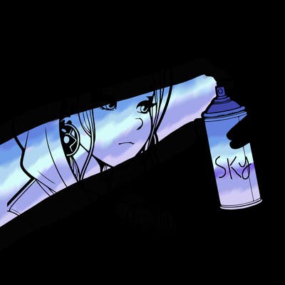 a realistic girl, spray painting