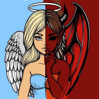 realistic angel half demon