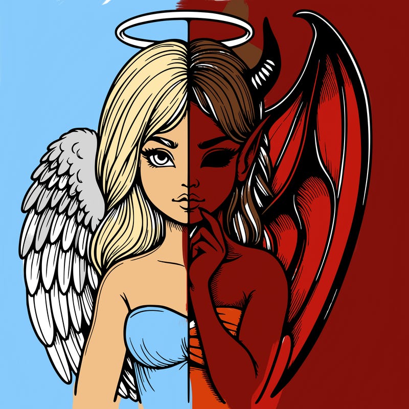 realistic angel half demon