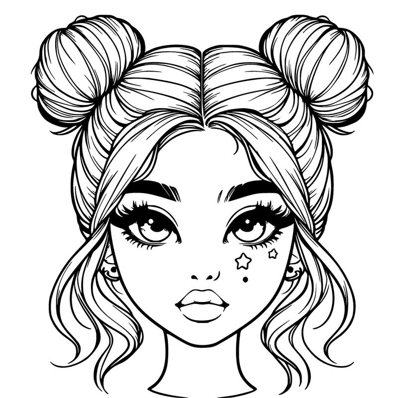realistic girl with space buns