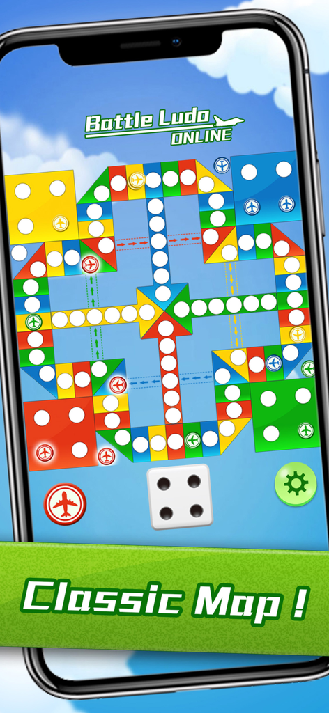Battle Ludo Online - Battle Ludo Online gameplay showing the classic aeroplane chess board map on a smartphone