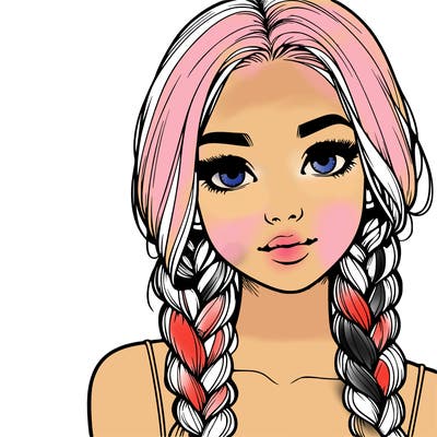 realistic girl with braids