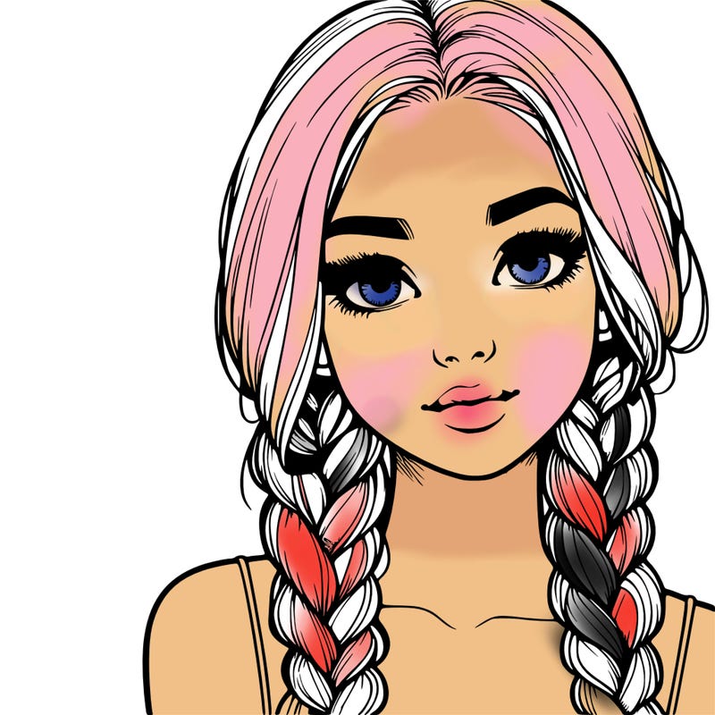 realistic girl with braids