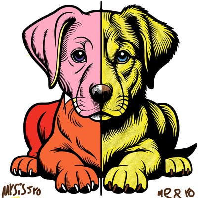 realistic dog split picture