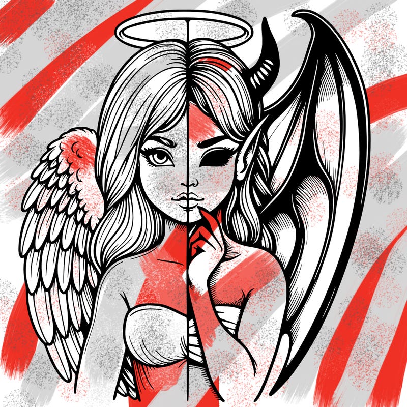 realistic angel half demon