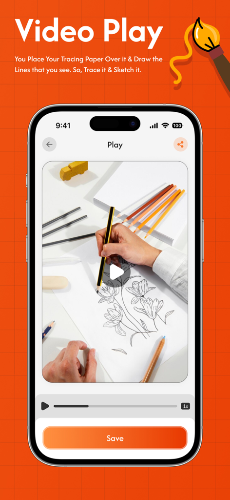 AR Drawing Sketch - Draw Anime - A video tutorial in the AR Drawing app showing a hand tracing floral sketches on paper.