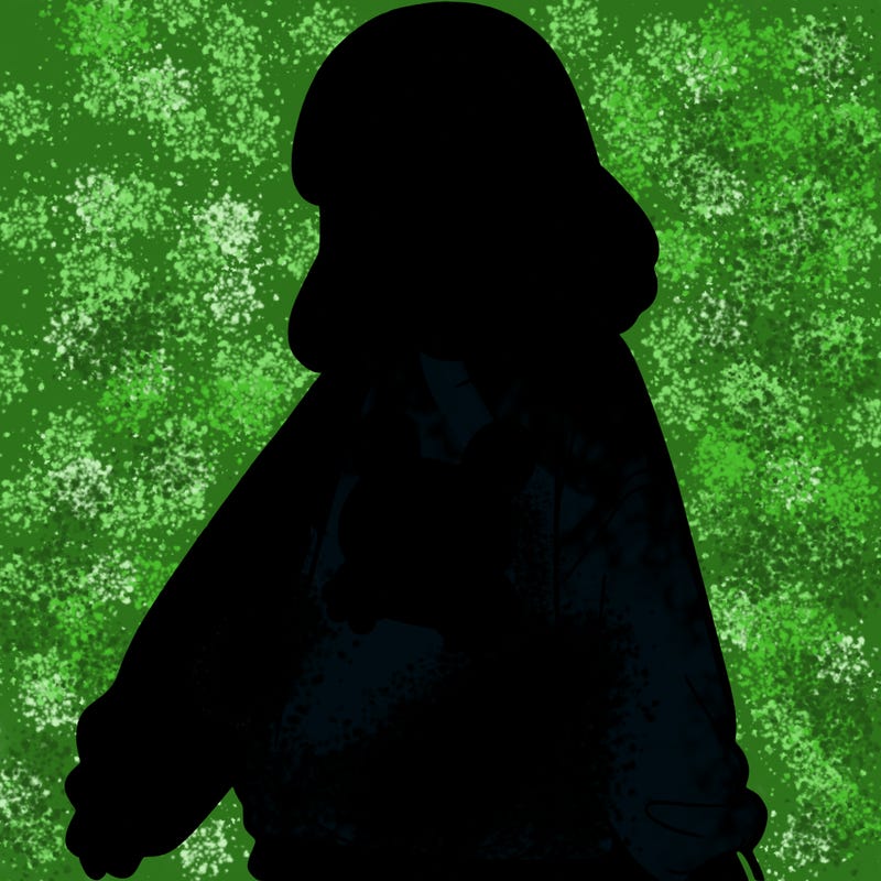 girl wearing frogging sweatshirt