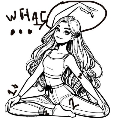 realistic teen girl with long hair and a crop top doing 🫶
