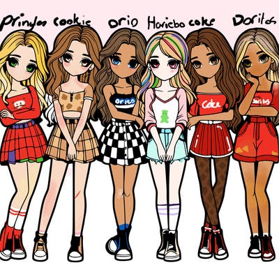 a group of girls realistic