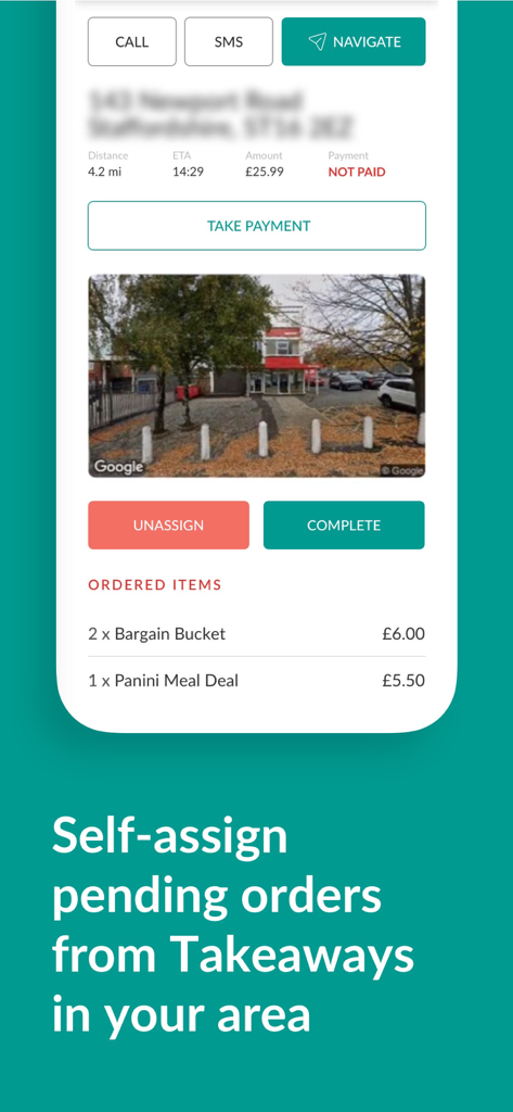 Drive2Success - Drive2Success app interface for drivers showing delivery order details and navigation options