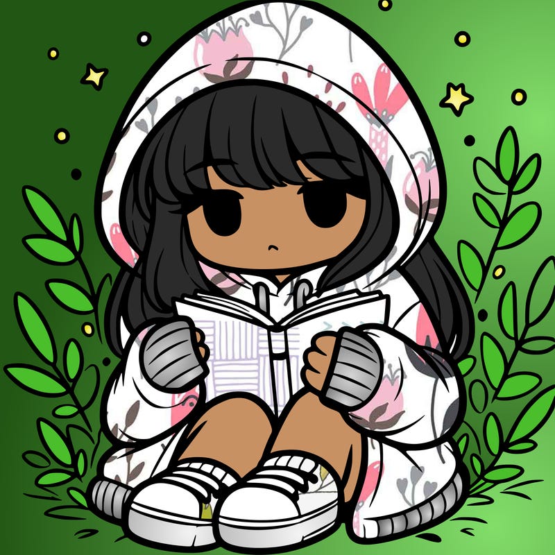 girl in oversized hoodie reading a book