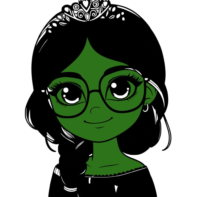 a girl with one braid and glasses who is a princess realistic