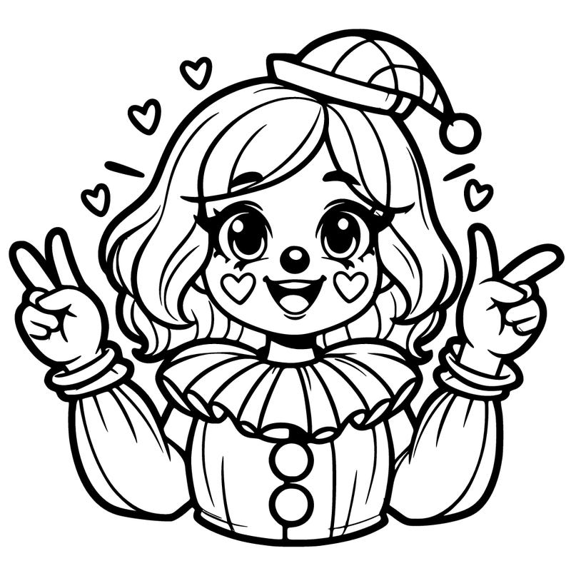 clown girl with ✌🏻 sign