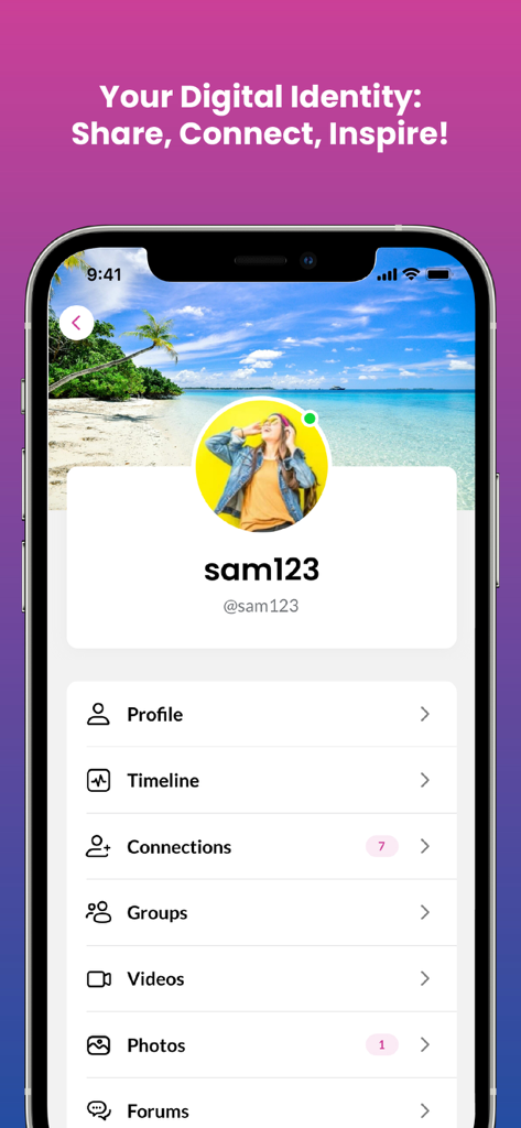 Disability Club - User profile interface of the Disability Club app showcasing digital identity and social features
