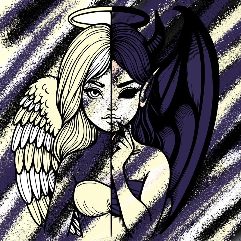 realistic angel half demon
