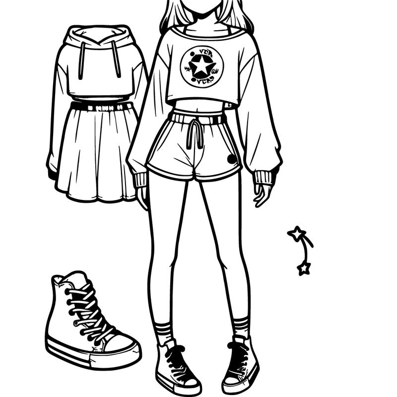 girl with high top converse, converse crop sweatshirt and converse shorts