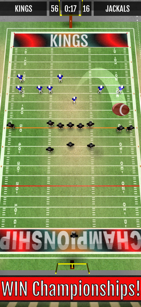 Football: Ted Ginn Kick Return - Top-down view of an American football kick return gameplay match showing players on the field and championship text