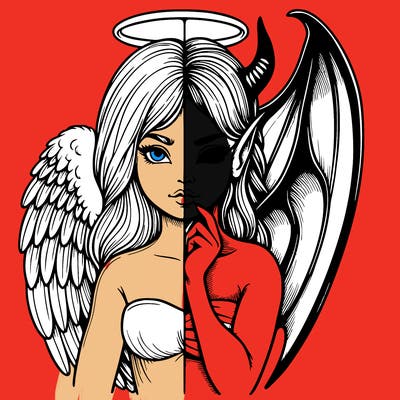 realistic angel half demon