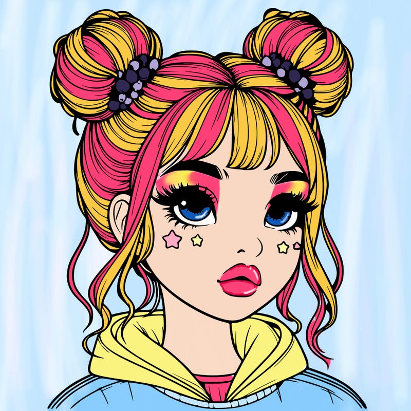 realistic girl with space buns