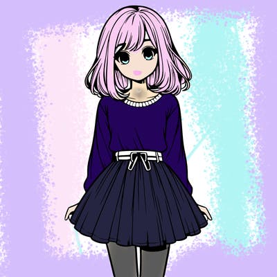 realistic girl with a skirt on