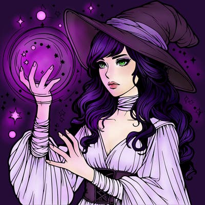 realistic women sorcerer using magic