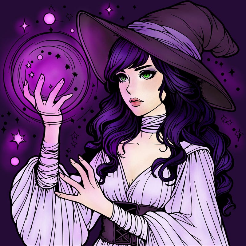 realistic women sorcerer using magic