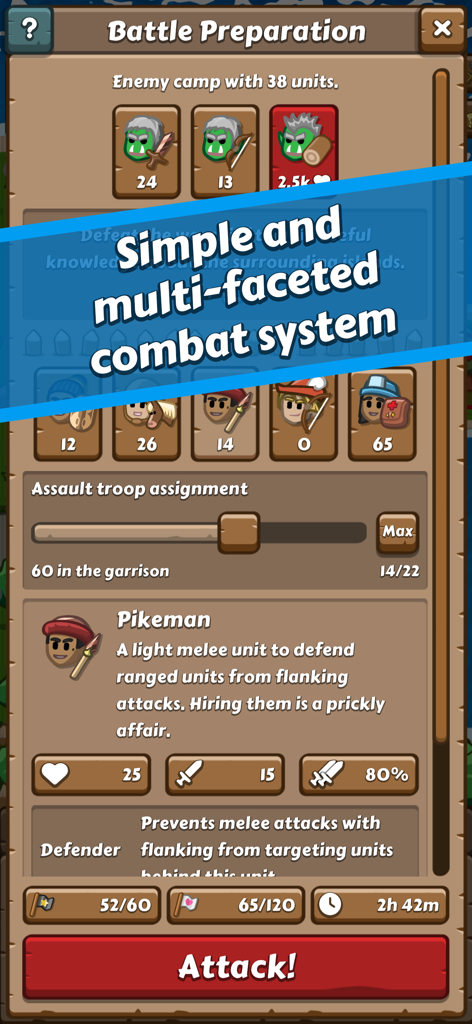 Paragon Pioneers 2 battle preparation screen showing various units and strategic combat stats.