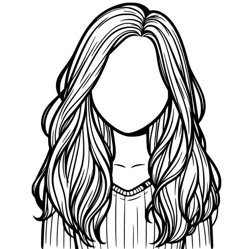 realistic girl faceless with hair