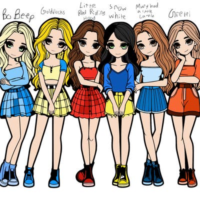 a group of girls realistic