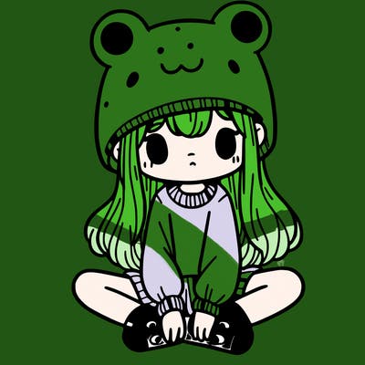 a girl wearing a frog hat and some frog socks