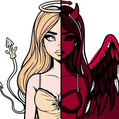 devil vs angel realistic girl