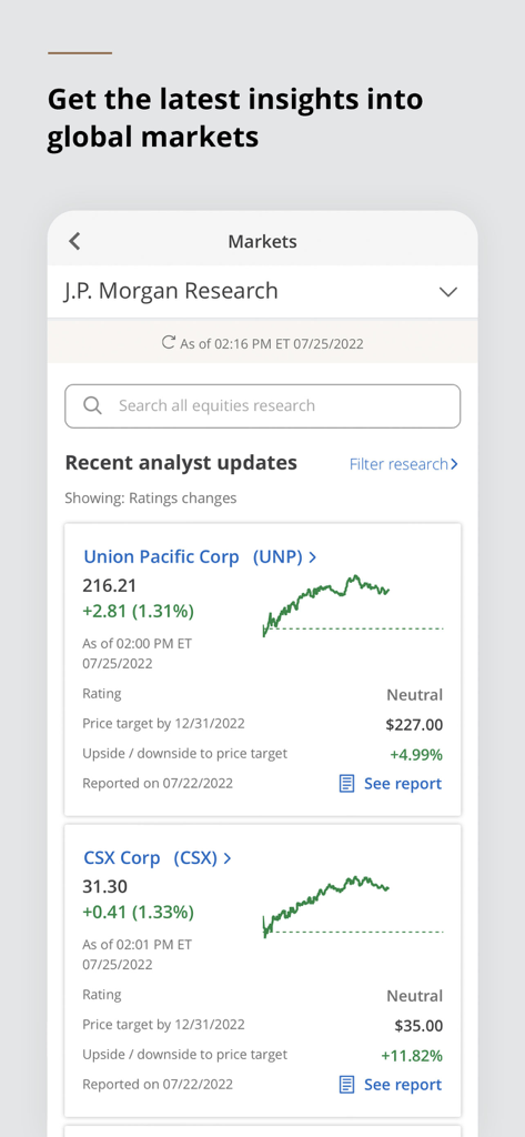 J.P. Morgan Mobile - JP Morgan Mobile app market research and analyst updates