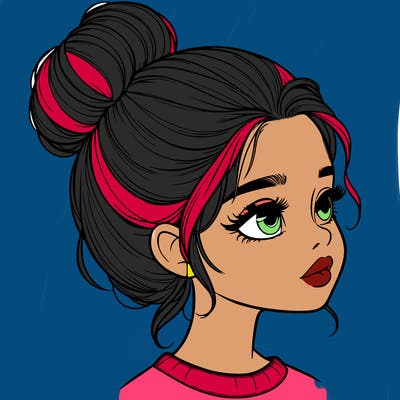 realistic girl with bun