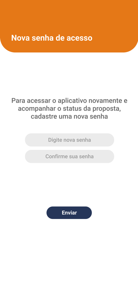 Meu Crefaz - Tela de redefinição de senha e rastreamento de propostas no aplicativo Meu Crefaz.