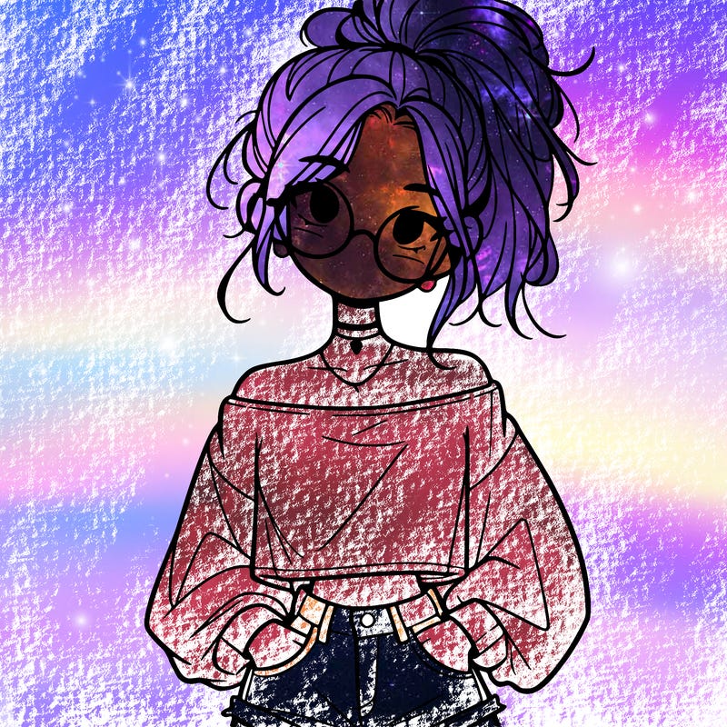 girl with a messy ponytail glasses a baggy crop top and jean shorts