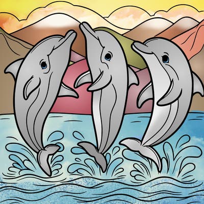 dolphins dancing in the water