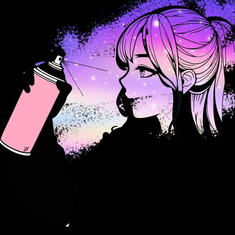 a realistic girl spray, painting