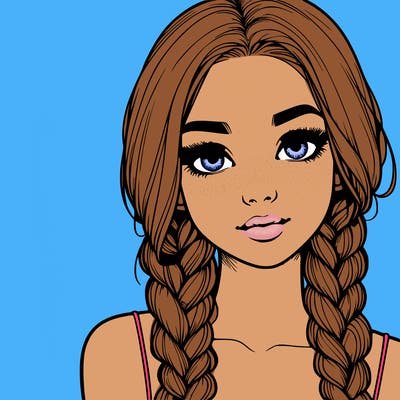 realistic girl with braids