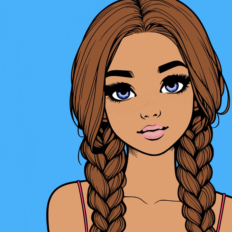 realistic girl with braids