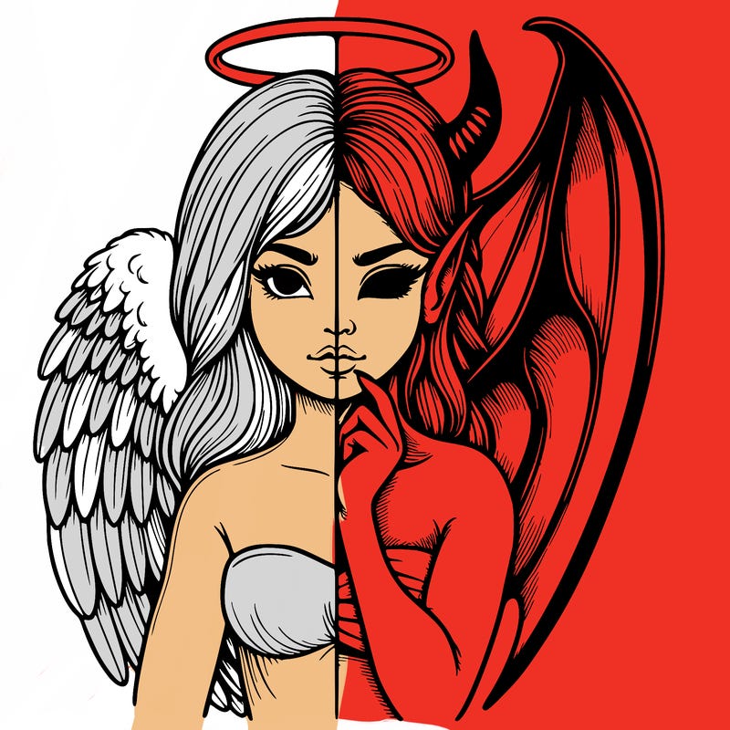 realistic angel half demon