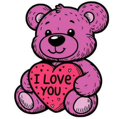 teddy bear holding an i love you heart