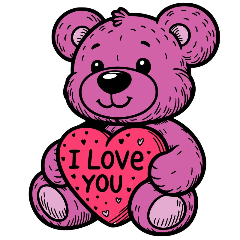 teddy bear holding an i love you heart