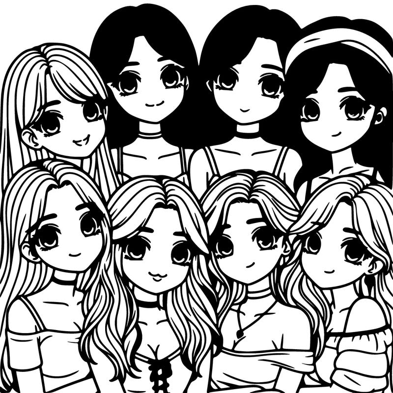 cute group of women realistic