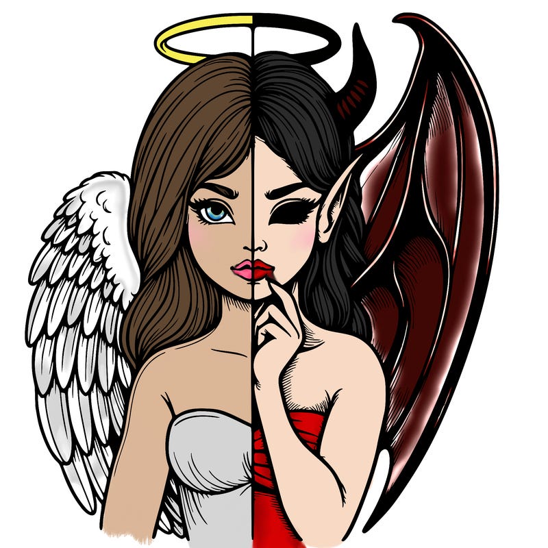 realistic angel half demon