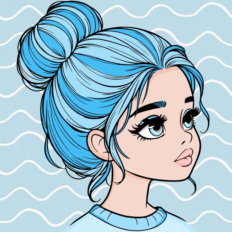 realistic girl with bun