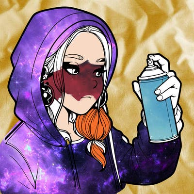 a realistic girl, spray painting