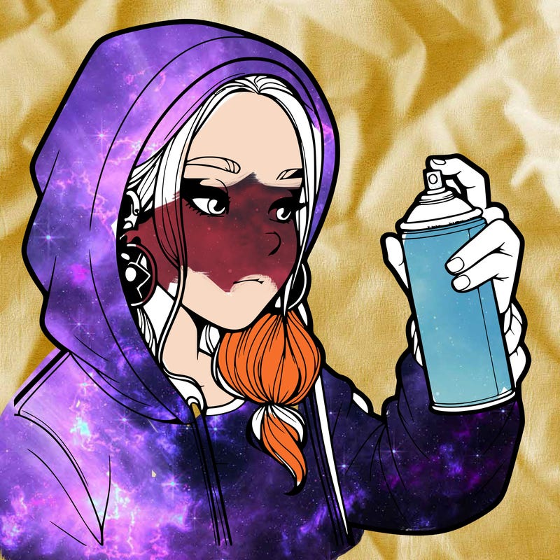 a realistic girl, spray painting